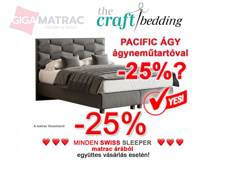 25%  Pacific Ágy Akció + Craft Swiss Sleeper matrac