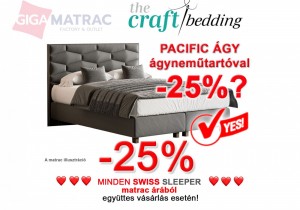 25%  Pacific Ágy Akció + Craft Swiss Sleeper matrac